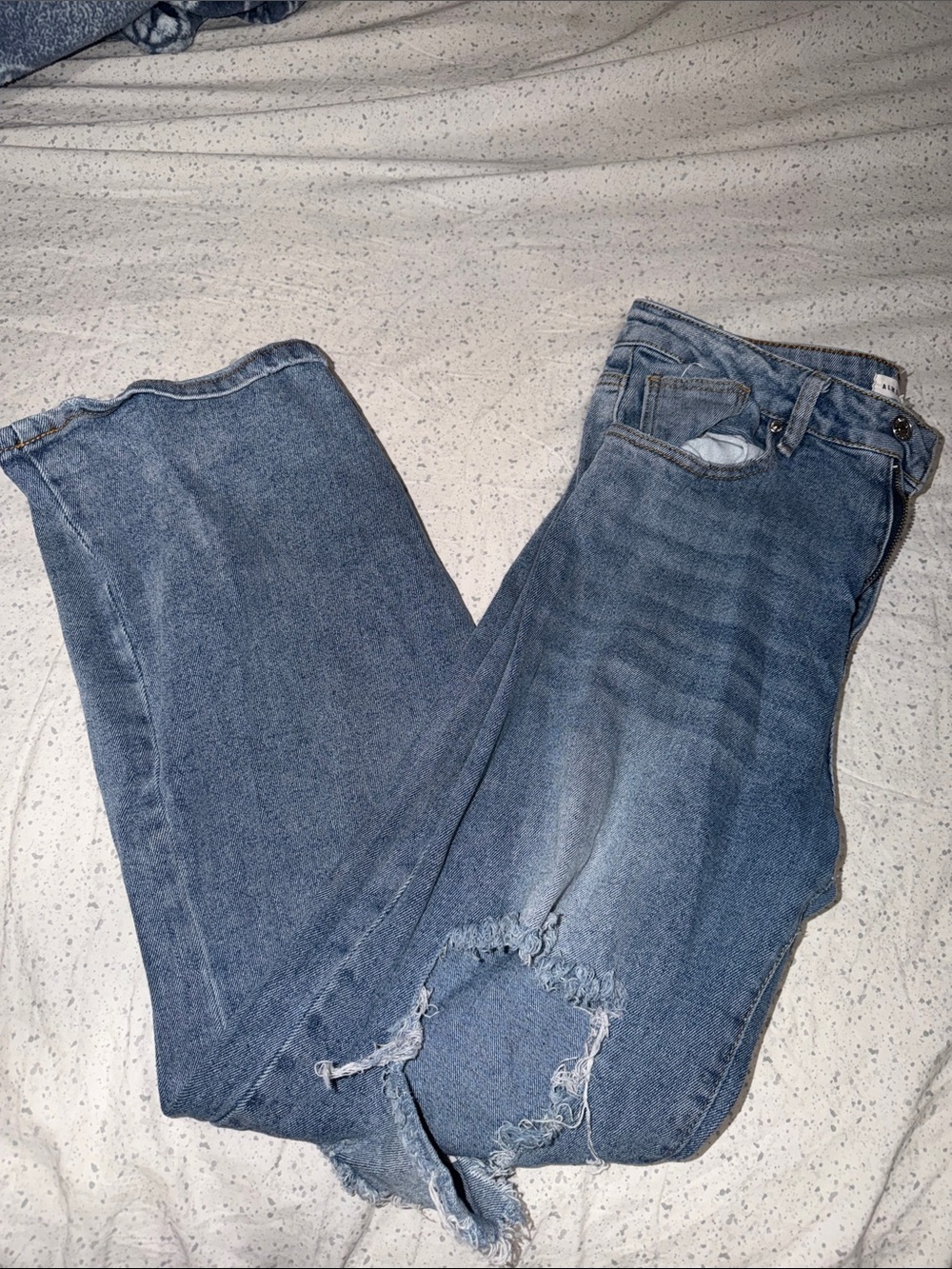 Almost Famous Blue Distressed Flare Jeans
